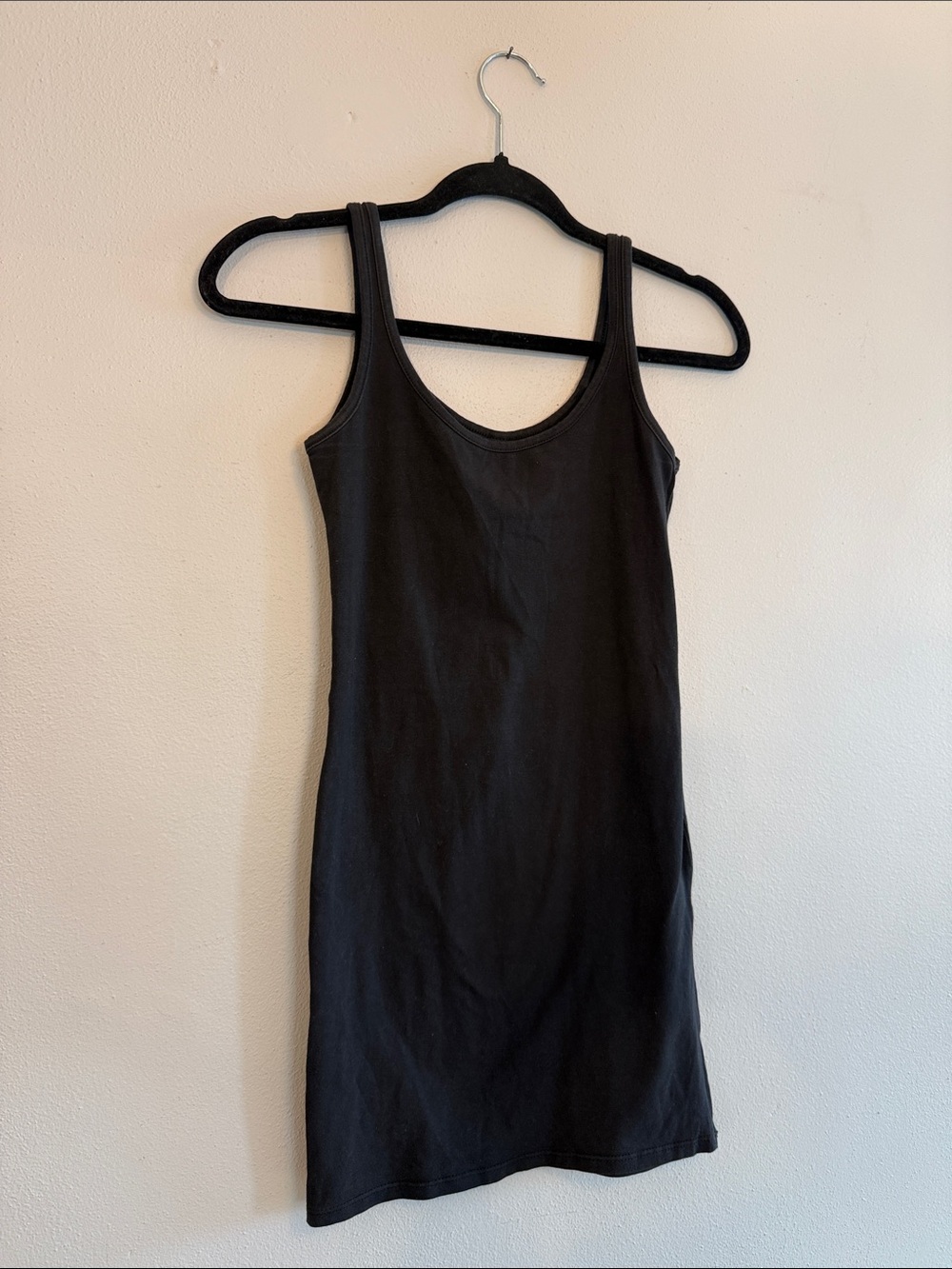 Women's Black Scoop Neck Mini Tank Dress - 97% cotton